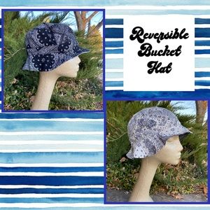 REALLY 🆒 Vintage Reversible “Blues” Bucket Hat *️⃣🌀🌐💙🤍 M/L